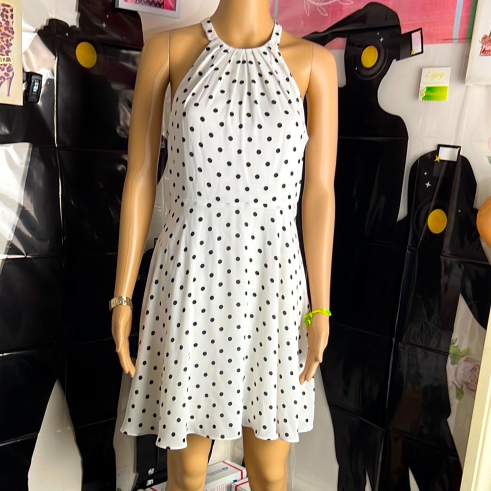 Express Black and White Halter Mini Sundress
